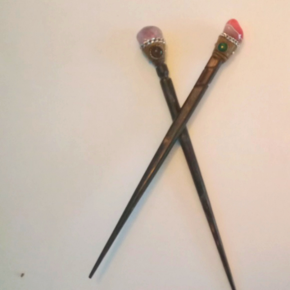 Stone tipped hair sticks